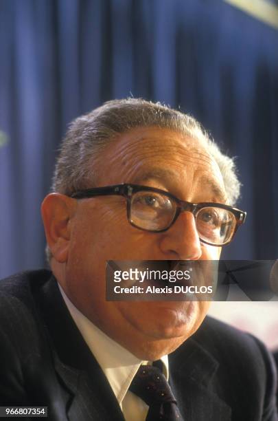 Portrait d'Henry Kissinger le 26 mars 1986 à Paris, France.