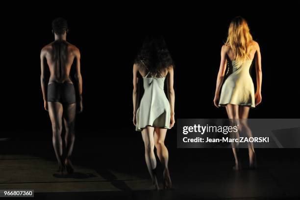 View of Moving Target, a dance piece choreographed by Frederic Flamand and interpreted by 16 dancers of The National Ballet Of Marseille, during the...