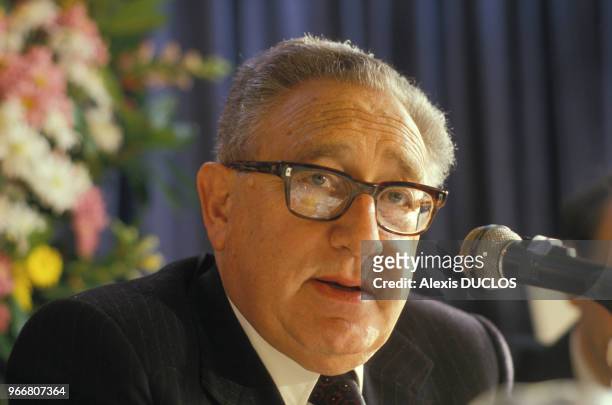 Portrait d'Henry Kissinger le 26 mars 1986 à Paris, France.
