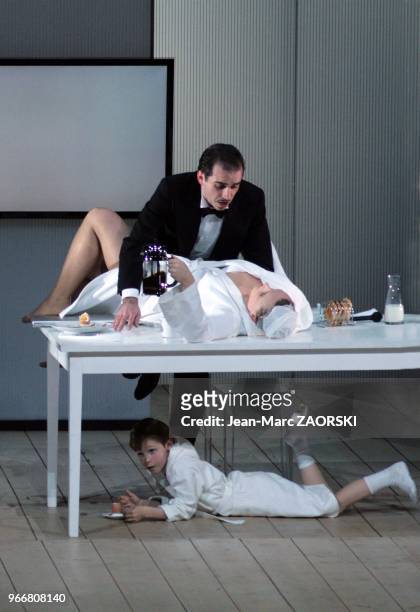 Magdalena Anna Hofmann and Rui Dos Santos in Von Heute Auf Morgen, by Arnold Schoenberg a one-act opera, sung in german, presented at the Puccini...