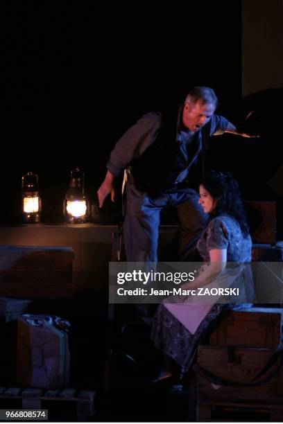 Csilla Boross and Werner van Mechelen in Il Tabarro, first part of Il Trittico, the triptych by Giacomo Puccini, is one-act opera, sung in Italian,...