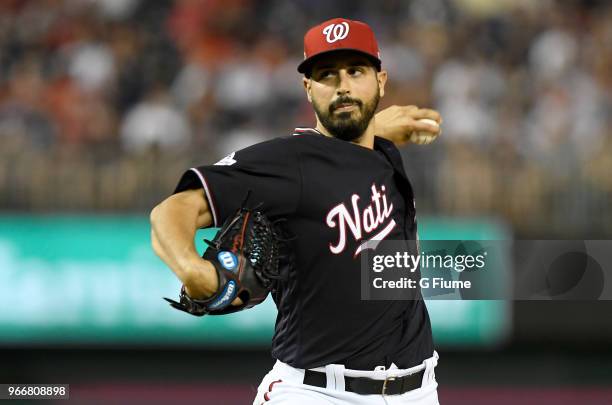 Gio Gonzalez of the Washington Nationals pitches against the New York Yankees at Nationals Park on May 15, 2018 in Washington, DC.