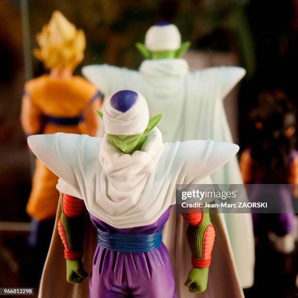 Figurine manga représentant Piccolo, personnage fictif tiré de la série Dragon Ball Z, proposée à la vente lors de la Japan Expo Sud 7ème vague, au...