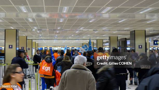 Airport Security Officers on Strike at Orly in France on December 21, 2011.