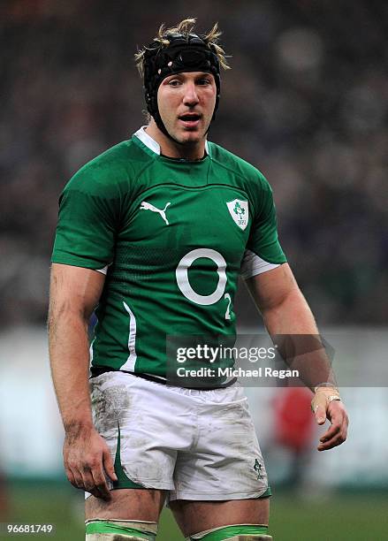 Stephen Ferris of Ireland looks on during the RBS Six Nations match between France and Ireland at the Stade France on February 13, 2010 in Paris,...