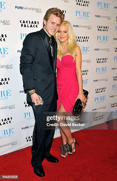 Television personalities Spencer Pratt and Heidi Montag arrive to host an evening at the Pure Nightclub at Caesars Palace early February 14, 2010 in...