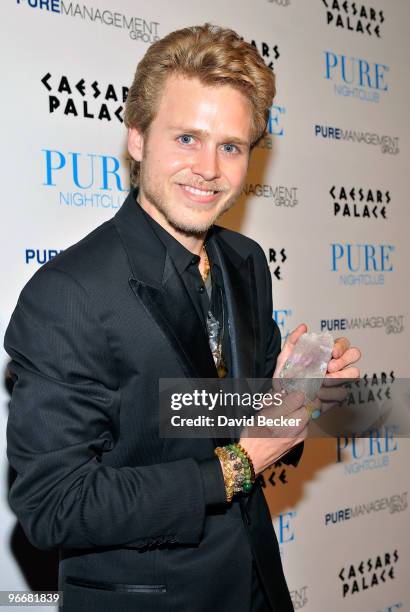 Television personality Spencer Pratt arrives to host an evening at the Pure Nightclub at Caesars Palace early February 14, 2010 in Las Vegas, Nevada.