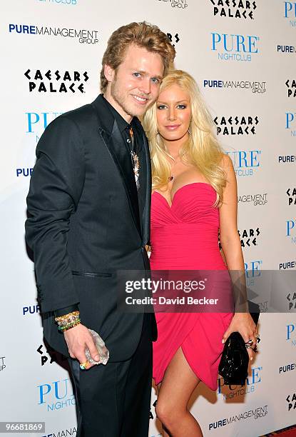 Television personalities Spencer Pratt and Heidi Montag arrive to host an evening at the Pure Nightclub at Caesars Palace early February 14, 2010 in...
