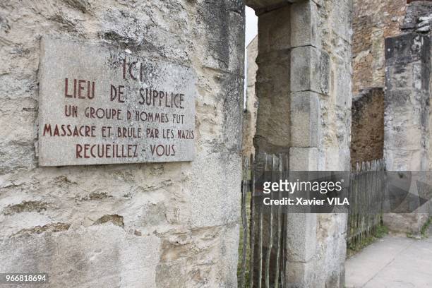 Ruines du village le 16 septembre 2011, Oradour-sur-Glane, Haute-Vienne, Limousin. Le nom d'Oradour-sur-Glane reste attache au massacre de sa...
