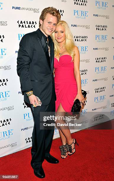 Television personalities Spencer Pratt and Heidi Montag arrive to host an evening at the Pure Nightclub at Caesars Palace early February 14, 2010 in...