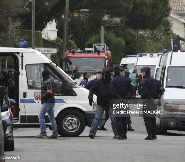 The terrorist Mohamed MERAH it's surround by the french police man and the RAID inToulouse, France on March,2012.