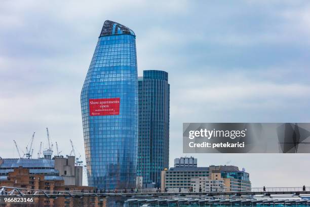 millennium bridge and tate modern - monument station london stock pictures, royalty-free photos & images