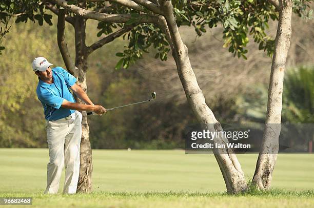 Richard Bland of England in action during Final Round of the Avantha Masters held at The DLF Golf and Country Club on February 14, 2010 in New Delhi,...
