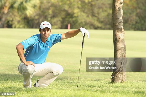 Richard Bland of England looks on during Final Round of the Avantha Masters held at The DLF Golf and Country Club on February 14, 2010 in New Delhi,...