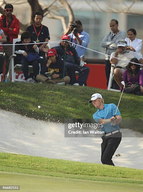 Andrew Dodt of Australia in action during the Final Round of the Avantha Masters held at The DLF Golf and Country Club on February 14, 2010 in New...