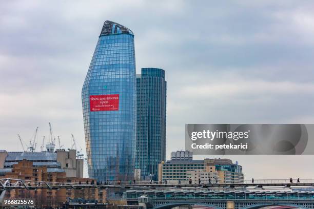 millennium bridge and tate modern - monument station london stock pictures, royalty-free photos & images