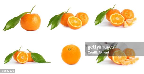 mandarine (tangerinas) colagem - orange isolated imagens e fotografias de stock