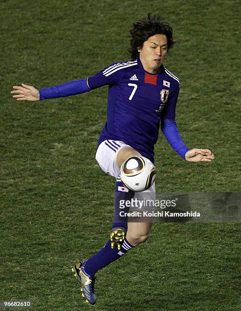 Yasuhito Endo of Japan in actionl during the East Asian Football Championship 2010 match between Japan and South Korea at the National Stadium on...