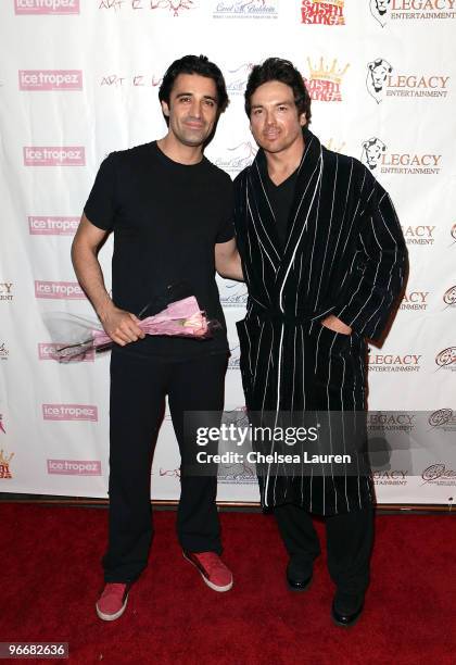 Actors Gilles Marini and Jason Gedrick attend the Bowling After Dark Benefit at PINZ Entertainment Center on February 13, 2010 in Studio City,...