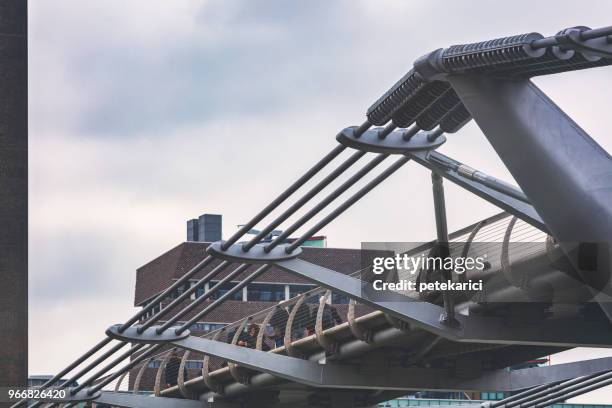 millennium bridge and tate modern - monument station london stock pictures, royalty-free photos & images