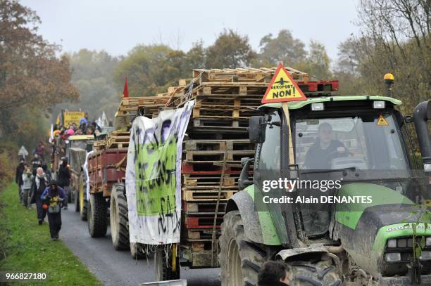 Several thousands of farmers, environmental activists and opponents take part in a demonstration to protest against a project to build an...