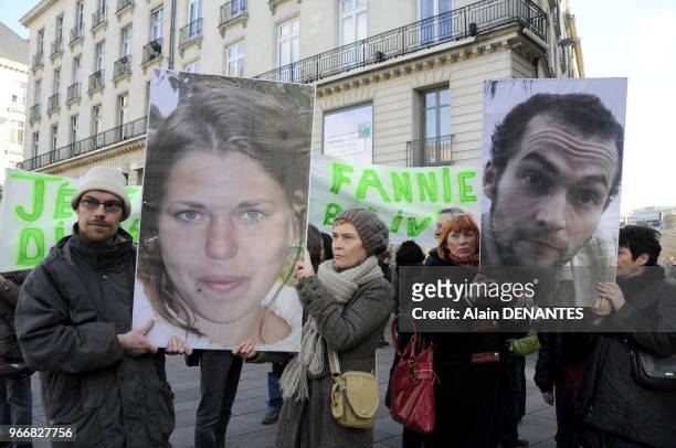 About 300 people participate in the demonstration in memory of Jeremie Bellanger and Fannie Blancho, a young couple of Nort-sur-Erdre near Nantes who...