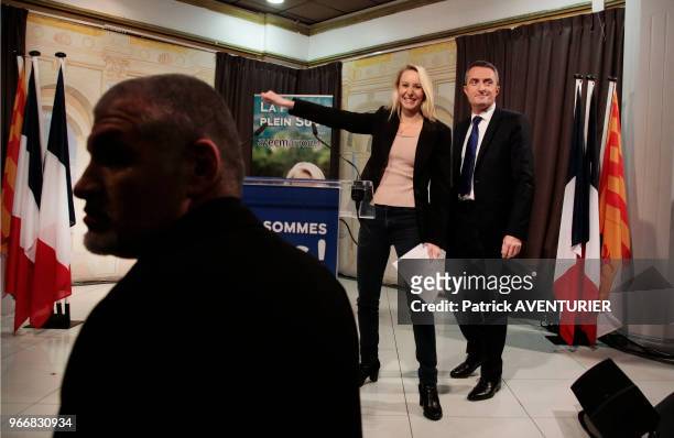 Marion Maréchal-Le Pen, candidate en Provence-Alpes-Côte d'Azur pour le Front National lors des résultats des élections régionales du second tour...
