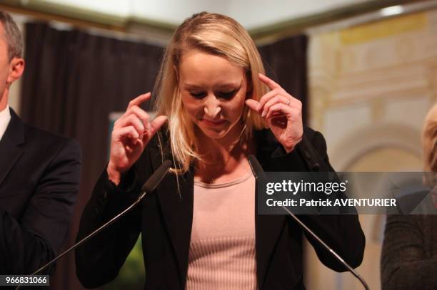 Marion Maréchal-Le Pen, candidate en Provence-Alpes-Côte d'Azur pour le Front National lors des résultats des élections régionales du second tour...