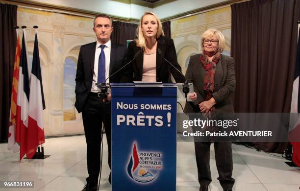 Marion Maréchal-Le Pen, candidate en Provence-Alpes-Côte d'Azur pour le Front National lors des résultats des élections régionales du second tour...