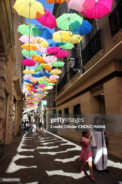 Décorations dans les rues de Béziers le 13 juillet 2016, Beziers France.