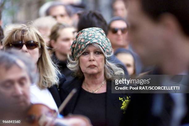 Brigitte Bardot and Annette Stroyberg attend the funeral of Roger Vadim in Saint Tropez.