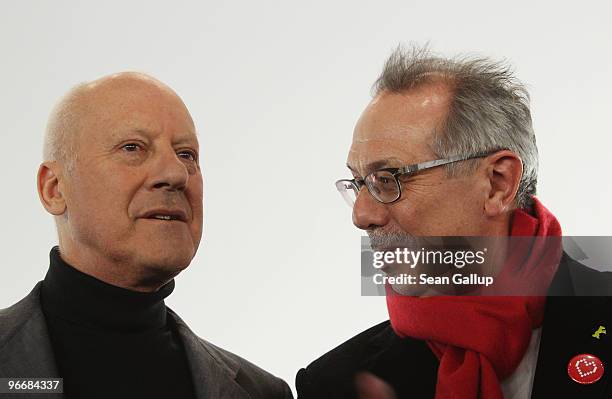 British architect Norman Foster and Festival director Dieter Kosslick attend the Berlinale Keynotes with Sir Norman Foster during day four of the...