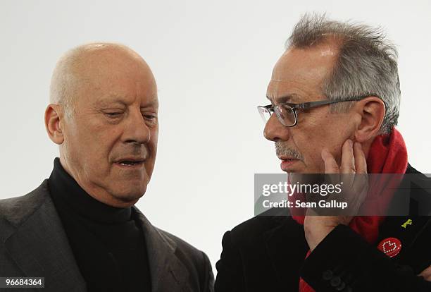 British architect Norman Foster and Festival director Dieter Kosslick attend the Berlinale Keynotes with Sir Norman Foster during day four of the...