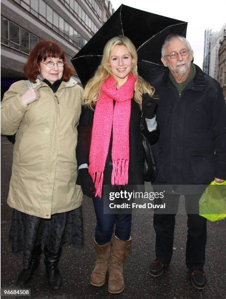 Abi Titmuss and parents sighting on February 14, 2010 in London, England.
