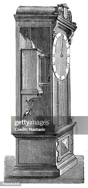 water clock - clock pendulum stock illustrations