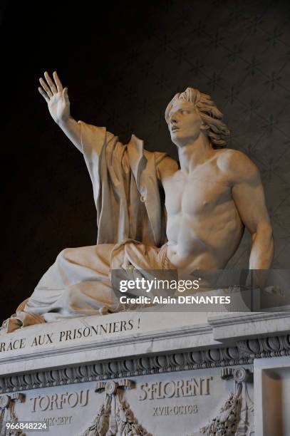 Tombeau du general vendeen Bonchamps sculpte par David D'Angers en 1825 dans l'eglise abbatiale Saint-Florent a Saint-Florent-Le-Vieil, le 17 Mai...