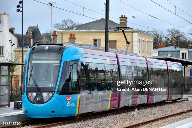 Mise en service de la ligne de TER tram-train entre Nantes et Chateaubriant, ici en gare de Chateaubriant, le 28 Fevrier, 2014 a Nantes, Ouest de la...