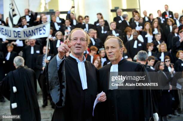 Manifestation des avocats du Grand Ouest de la France en grève contre le projet de loi du ministre de l'Economie Emmanuel Macron prévoyant une...