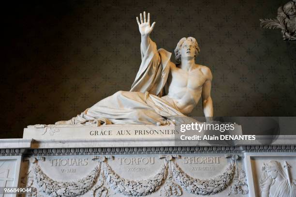 Tombeau du general vendeen Bonchamps sculpte par David D'Angers en 1825 dans l'eglise abbatiale Saint-Florent a Saint-Florent-Le-Vieil, le 17 Mai...