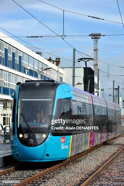 Mise en service de la ligne de TER tram-train entre Nantes et Chateaubriant, ici en gare de Nantes, le 28 Fevrier, 2014 a Nantes, Ouest de la France....