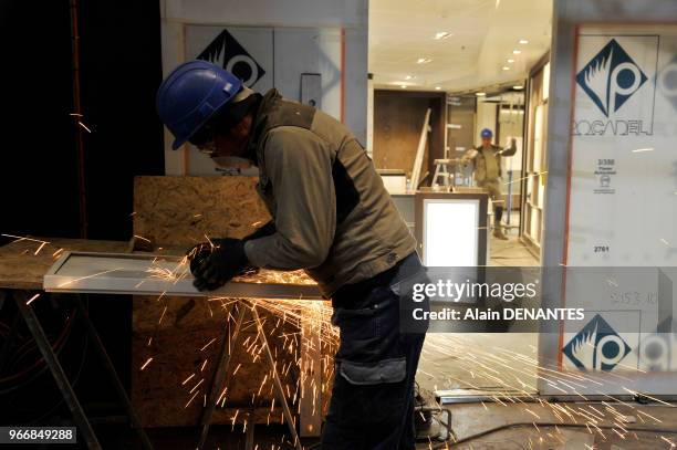 Contruction du paquebot geant "Harmony of the Seas" au chantier naval francais STX Europe de Saint-Nazaire, le 18 Fevrier 2016 a Saint-Nazaire, Ouest...