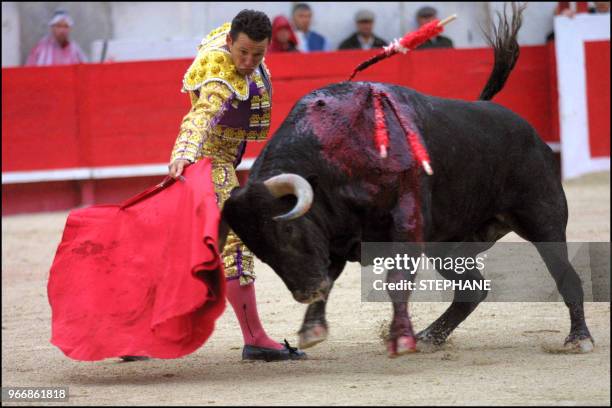 Stephane Fernandez Meca fights against a bull from the Victorino Martin ganaderia.