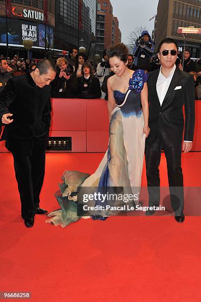 Director Zhang Yimou actress Yan Ni and actor Sun Honglei attend the 'San Qiang Pai An Jing Qi' Premiere during day four of the 60th Berlin...