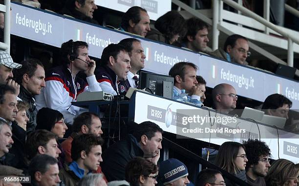 England management team of Mike Ford, John Wells, Martin Johnson and Brian Smith look on during the RBS Six Nations match between Italy and England...