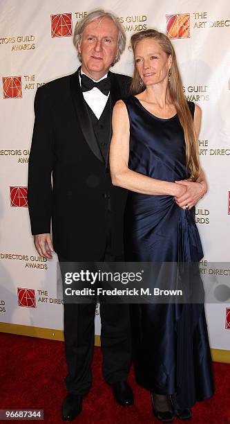 Director James Cameron and his wife attend the 14th annual Art Directors Guild Awards at the Beverly Hilton Hotel on February 13, 2010 in Beverly...