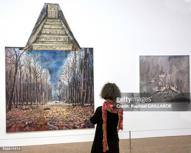 Oeuvre 'Ressur 1973 ' exposée lors d'une rétrospective consacrée à Anselm Kiefer le 16 décembre 2015 au centre Pompidou, Paris, France.