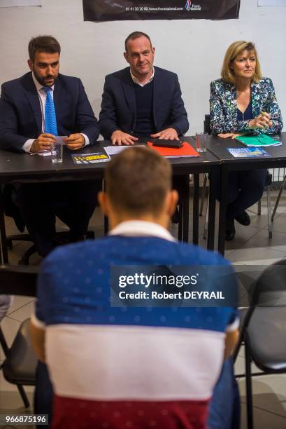 Steeve Briois, maire d'Hénin-Beaumont, vice-président du Front National et député européen, Muriel Coativy, secrétaire départementale du Rhône, et...