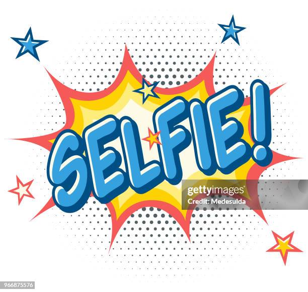 stockillustraties, clipart, cartoons en iconen met stripboek effect - art of the vintage selfie