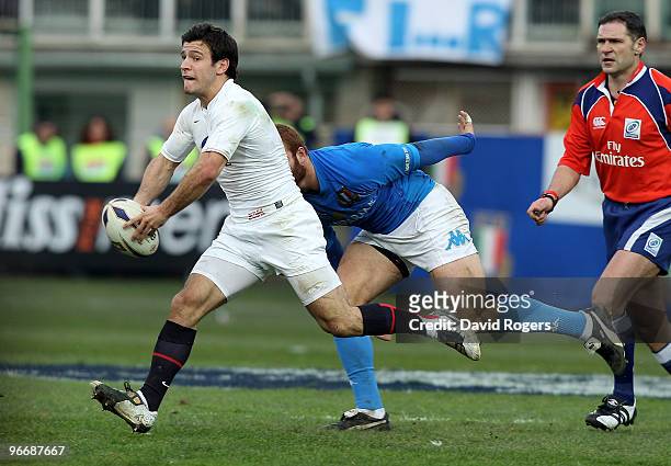 Danny Care of England passes the ball during the RBS Six Nations match between Italy and England at Stadio Flaminio on February 14, 2010 in Rome,...