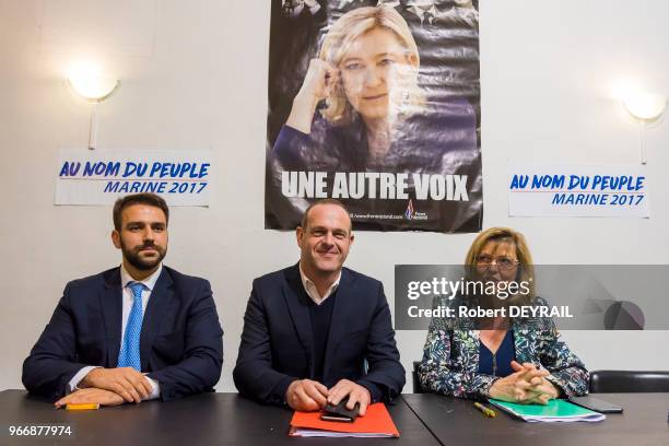 Steeve Briois, maire d'Hénin-Beaumont, vice-président du Front National et député européen, Muriel Coativy, secrétaire départementale du Rhône, et...